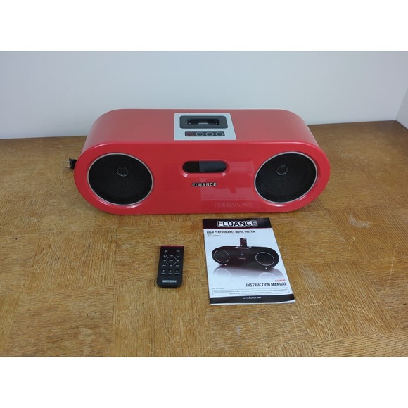 Fluance FiSDK500 Two-Way High Performance iPod Dock Music System - RED w/ Remote - Picture 1 of 6
